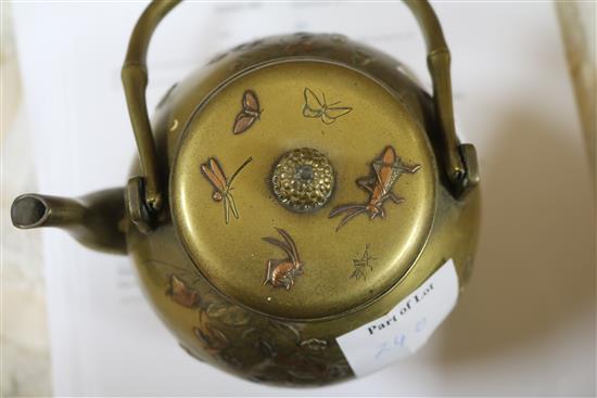 A Japanese bronze teapot and a cloisonne box